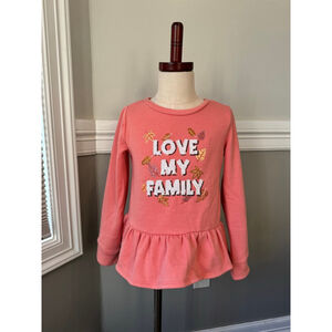 btween | Girls Coral White Sequin 'Love My Family' Sweatshirt | Size 6